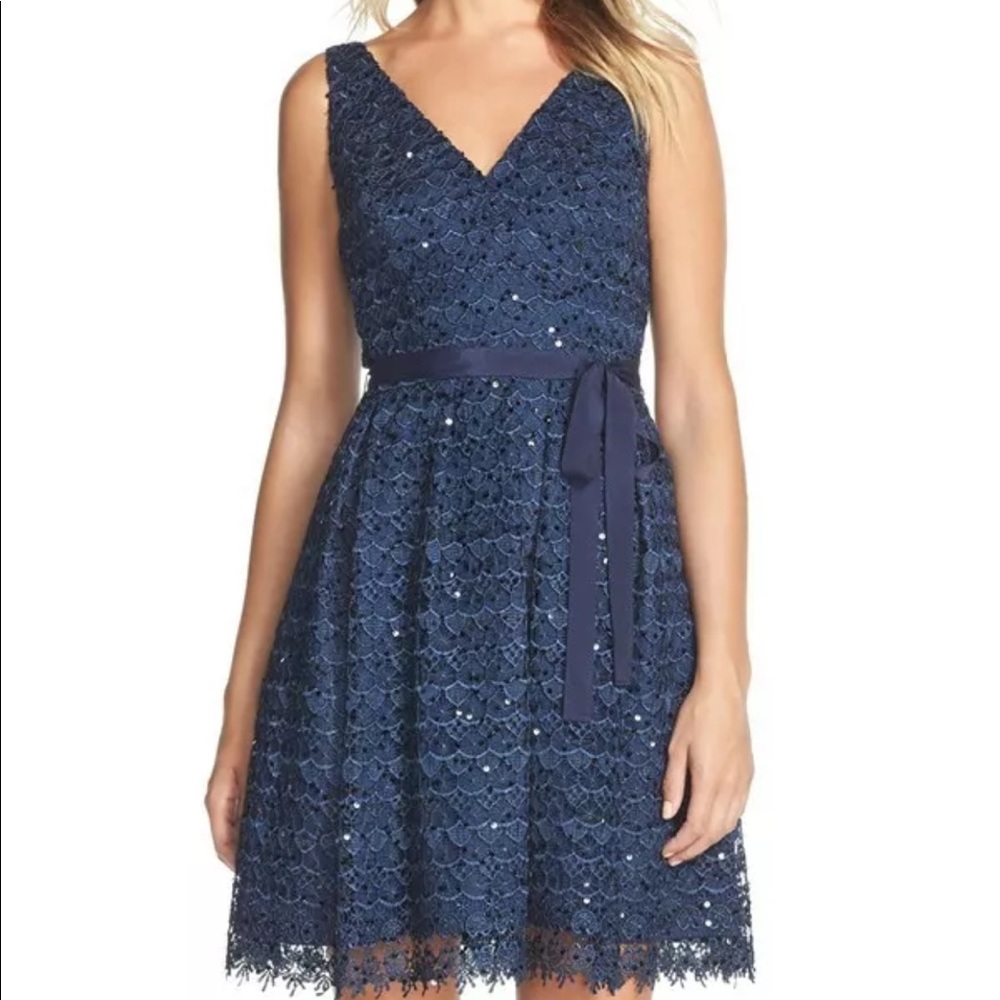 Adrianna Papell Lace Sequin Dress NO BELT